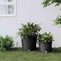 vidaXL Planter w/ Removable Inner Anthracite 35 / 37.5 L PP Rattan, Grey