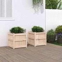 vidaXL Garden Planters 2pc Solid Pine, Brown