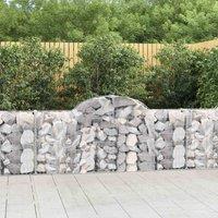 vidaXL Arched Gabion Basket 200x30x80/100 cm Galvanised Iron, Silver