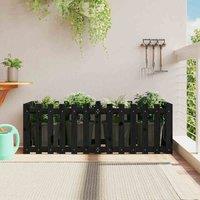 vidaXL Garden Raised Bed w/ Fence Design Black 150x50x50cm Solid Wood Pine, Black