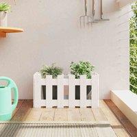 vidaXL Garden Planter w/ Fence Design White 60x30x30cm Solid Wood Pine, White