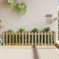 vidaXL Garden Raised Bed w/ Fence Design 200x50x50cm Impregnated Wood Pine, Brown