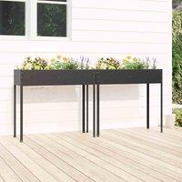 vidaXL Garden Planters 2 pcs Anthracite Galvanised Steel, Grey