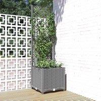vidaXL Garden Planter w/ Trellis Light Grey 40x40x136cm PP, Grey