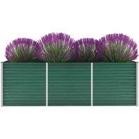 vidaXL Garden Raised Bed Galvanised Steel 240x80x77cm Green, Green