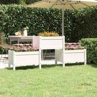 vidaXL Planter White 178.5x44x75cm Solid Wood Pine, White