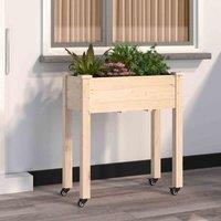 vidaXL Wheeled Planter w/ Liner 71x37x80cm Solid Wood Fir, Brown