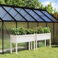 vidaXL Garden Planters 2 pcs w/ Legs White Solid Wood Pine, White