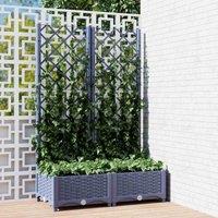 vidaXL Garden Planter w/ Trellis Dark Grey 80x40x121.5cm PP, Grey