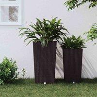 vidaXL Planter w/ Removable Inner Brown 21 / 49 L PP Rattan, Brown