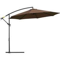 Outsunny 3m Garden Banana Parasol Cantilever Umbrella w/Crank& Base, Brown, Brown