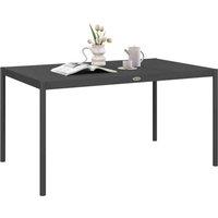 Outsunny 145cm Garden Table w/ Aluminium Frame, Slatted Design, Dark Grey, Grey