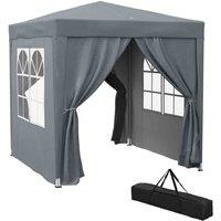 Outsunny 2mx2m Pop Up Gazebo Party Tent Canopy Marquee w/ Storage Bag Grey, Grey