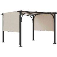 Outsunny Outdoor Retractable Pergola Garden Sun Shade Patio Canopy Shelter, Yellow