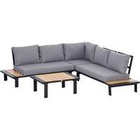 Outsunny 4 PCS Garden Furniture Conversation Set w/ Loveseat Table, Grey, Grey