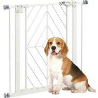 PawHut Pressure Fit Safety Gate w/ Auto Closing Door, Double Locking, Openings 74-80cm, White