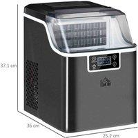 HOMCOM Ice Maker Machine Compact Counter Top Ice Cube Maker 20Kg In 24 Hrs Black, Silver
