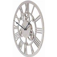 Pacific Shiny Nickel Cog Design Round Wall Clock Small, Silver