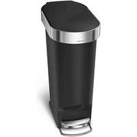 Simplehuman 40L Slim Bin W Liner Rim Black Plastic, Black