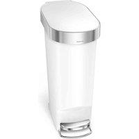 Simplehuman 40L Slim Bin W Liner Rim White Plastic, White