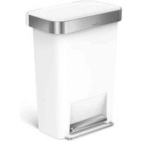 Simplehuman 45L Rect. Bin W Liner Pocket White Plastic, White