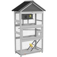PawHut Bird Cage w/ Stands for Small Birds - Grey, Grey