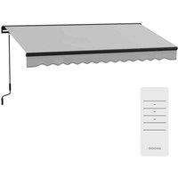 Outsunny 3.5 x 2.5m Electric Retractable Awning - Light Grey, Grey