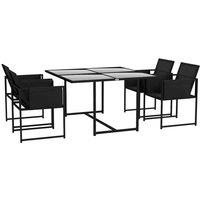 Outsunny 4 Seat Outdoor Table and Chairs, Black