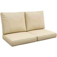Outsunny 2 Seater Outdoor Seat Cushion with Back - Beige, White