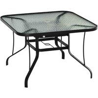 Outsunny 106.5cm Square Patio Dining Table w/ Parasol Hole, Black