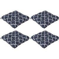 Outsunny Set of 4 Outdoor Seat Cushion with Ties - Blue, Blue