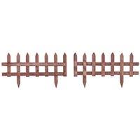 Outsunny 12pk Wooden Plant Border Fence - Brown, Brown