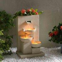 Teamson Home 74 cm Outdoor Water Fountain w/ Planter, LED Lights, Natural