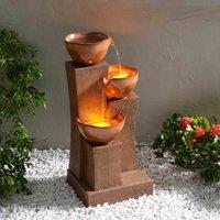 Teamson Home 72.5 cm 3-Tier Outdoor Water Fountain w/ LED Lights, Brown