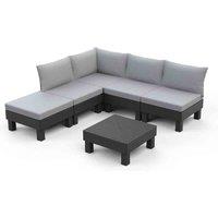 Keter Elements 5-Seater + table / FR Cushions, Grey
