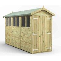 Power 12x4 Premium Apex Double Door Garden Shed, Green