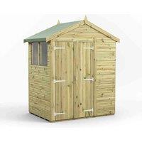 Power 4x6 Premium Apex Double Door Garden Shed, Green