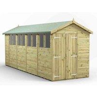Power 18x6 Premium Apex Double Door Garden Shed, Green
