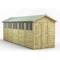Power 20x6 Premium Apex Double Door Garden Shed, Green