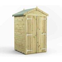 Power 4x4 Premium Apex Windowless Double Door Garden Shed, Green