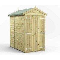 Power 6x4 Premium Apex Windowless Double Door Garden Shed, Green