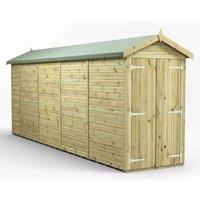 Power 18x4 Premium Apex Windowless Double Door Garden Shed, Green