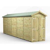 Power 20x4 Premium Apex Windowless Double Door Garden Shed, Green