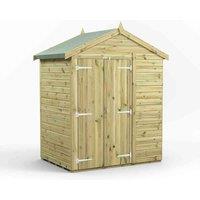 Power 4x6 Premium Apex Windowless Double Door Garden Shed, Green