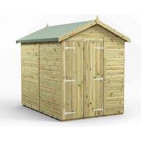 Power 8x6 Premium Apex Windowless Double Door Garden Shed, Green