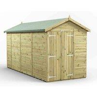 Power 14x6 Premium Apex Windowless Double Door Garden Shed, Green