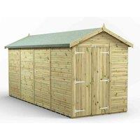Power 16x6 Premium Apex Windowless Double Door Garden Shed, Green