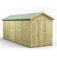 Power 18x6 Premium Apex Windowless Double Door Garden Shed, Green