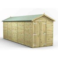 Power 20x6 Premium Apex Windowless Double Door Garden Shed, Green