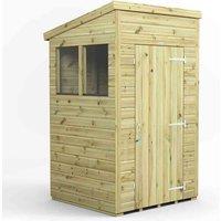 Power 4x4 Premium Pent Garden Shed, Green